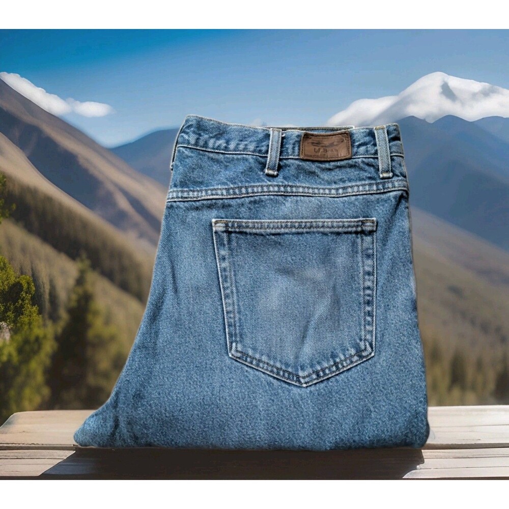 LL Bean Classic Fit Flannel Lined Blue Jeans Mens Size 38X30-(36X30 ACTUAL )GUC